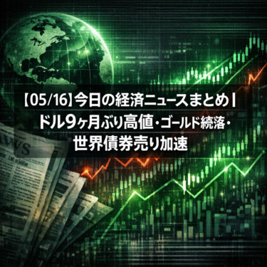【05/16】今日の経済ニュースまとめ｜ドル9ヶ月ぶり高値・ゴールド続落・世界債券売り加速