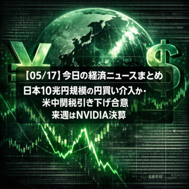 【05/17】今日の経済ニュースまとめ｜日本10兆円規模の円買い介入か・米中関税引き下げ合意・来週はNVIDIA決算