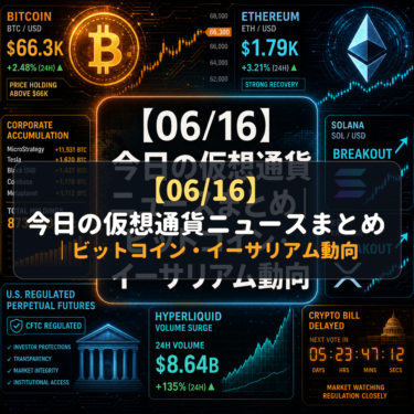 【06/16】今日の仮想通貨ニュースまとめ｜ビットコイン・イーサリアム動向