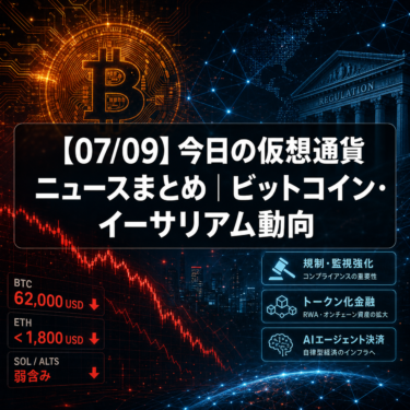 【07/09】今日の仮想通貨ニュースまとめ｜ビットコイン・イーサリアム動向