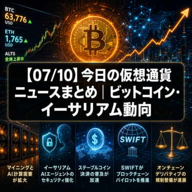 【07/10】今日の仮想通貨ニュースまとめ｜ビットコイン・イーサリアム動向