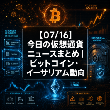 【07/16】今日の仮想通貨ニュースまとめ｜ビットコイン・イーサリアム動向