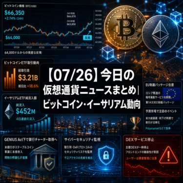 【07/26】今日の仮想通貨ニュースまとめ｜ビットコイン・イーサリアム動向
