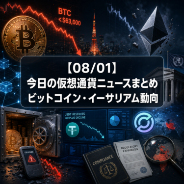 【08/01】今日の仮想通貨ニュースまとめ｜ビットコイン・イーサリアム動向