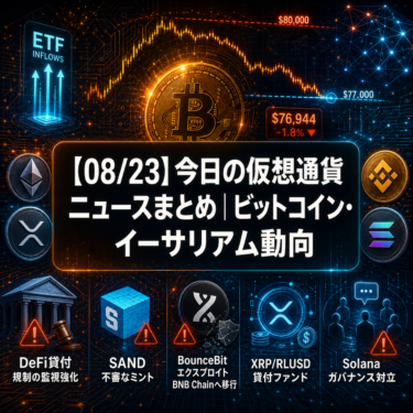 【08/23】今日の仮想通貨ニュースまとめ｜ビットコイン・イーサリアム動向