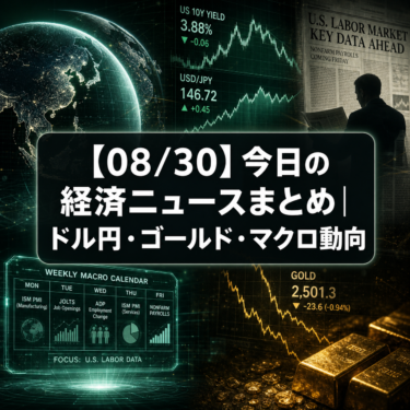 【08/30】今日の経済ニュースまとめ｜ドル円・ゴールド・マクロ動向