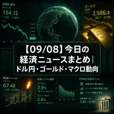 【09/08】今日の経済ニュースまとめ｜ドル円・ゴールド・マクロ動向