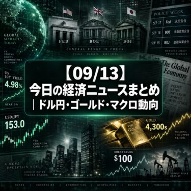 【09/13】今日の経済ニュースまとめ｜ドル円・ゴールド・マクロ動向