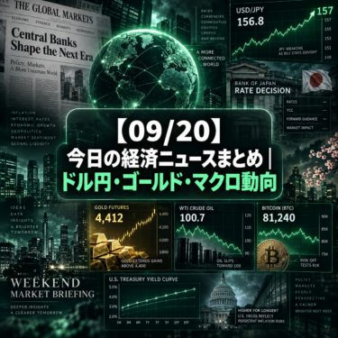 【09/20】今日の経済ニュースまとめ｜ドル円・ゴールド・マクロ動向